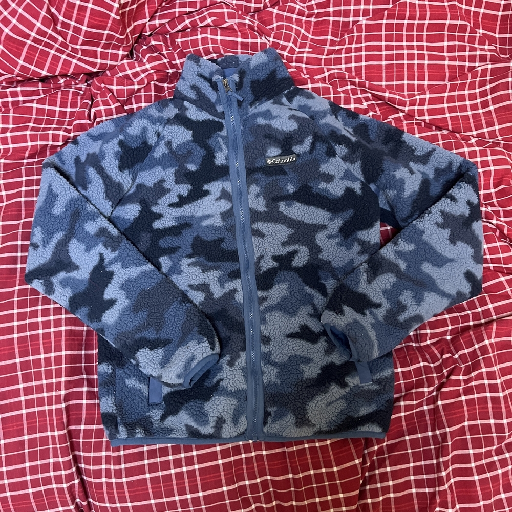 Columbia Blue Camo Sherpa Fleece Jacket